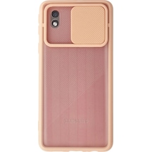 Samsung Galaxy A01 Core Kılıf Palm Buzlu Kamera Sürgülü Silikon - Pembe