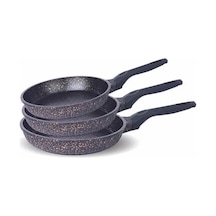 Fms D3000 Döküm Granit 3 Parça Tava Seti Siyah 20-24-28 Cm