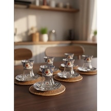 Topkapı 6 Kişilik Çay Seti, French Press Hediyeli, 9 Farklı Osmanlı Desenli Çay Bardağı Takımı 6, Topkapı Lal Genel