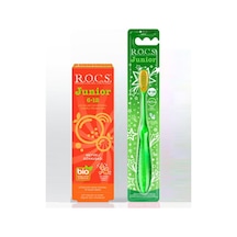 Rocs Junior 6-12 Meyveli Gökkuşağı Diş Macunu 60 ML + Diş Fırçası Seti Yeşil