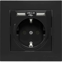 Mutlusan Rita İkili Usb li Topraklı Priz Siyah