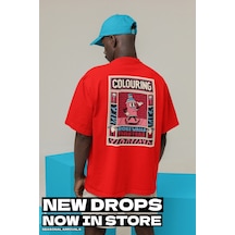 Noıssey Rapal Wear Unisex Oversize Colouring More Wall Baskılı T-shirt Kırmızı