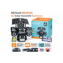 X5tech Rx204g 4g Solar 4 Lensli Sim Kartlı E-sim Güvenlik Kamerası