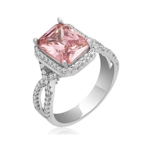 Gümüş Pembe Baget Yüzük Çok Renkli Çok Renkli