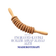 Maderoterapi Engraved Kavisli Roller Ahşap Masaj Aleti