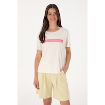 U.S. Polo Assn. Kadın Krem Bisiklet Yaka Tişört 50299669-VR071