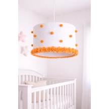 Bebek Odası Avize El Yapımı Çiçekli Kumaş Aydınlatma 30x20 Cm Silindir Dekoratif Modern Tasarım Turuncu