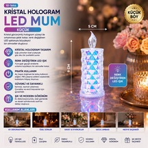 12 Adet Led Candle Kamp Küçük Boy Çap:5cm - Y: 9cm Pilli Led Mum Mika Kristal Plastik Yakut-13635 Bx40 Renkli