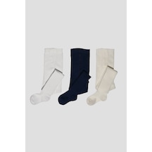 Defne Baby 3 Adet Pamuklu Unisex Çocuk Ve Bebek Külotlu Çorap Siyah-beyaz-lacivert