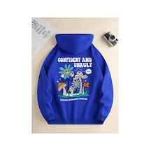 Medinenur Baskılı Kapüşonlu Sweatshirt Mavi