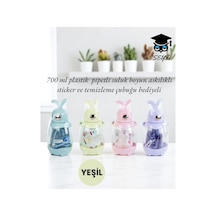 700 Ml Plastik Pipetli Suluk Boyun Askılıklı Sticker Ve Temizleme Çubuğu Hediyeli Yeşil
