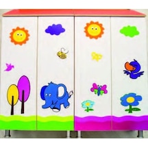 Çatili Bulut Figürlü Vestiyer Çok Renkli