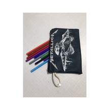 Metalica Skull Desenli Tasarım Bez Kalemlik-cüzdan Diğer