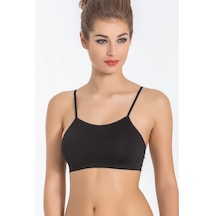 Miss Fit Kadın Ince Askılı Sıfır Kol Büstiyer Seamless Siyah S-M