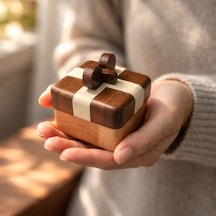 El Yapımı Masif Ahşap Takı Ve Yüzük Kutusu, Minimal Tasarım, Doğal Ahşap Malzeme, 8.5 X 5 Cm Diğer