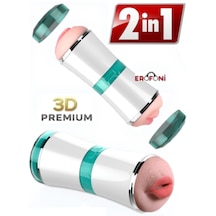Erofoni Özel Seri Büyük Boy 18 Cm Süper Realistik 2 İşlevli Yapay Suni Vajina Ve Ağız Mastürbatör