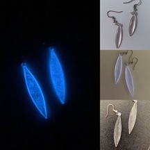 Şeffaf Mavi Neon Renkgümüş Aksesuar Büyük Simetrik Şekli Küpe Şeffaf