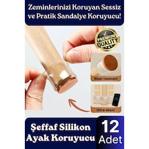 Sandalye Çizilme Sürtünme Önleyici Sessiz Keçeli Şeffaf Silikon Sandalye Ayak Koruma Pedi 12 Adet Çok Renkli