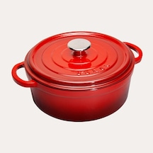 Sürel Döküm 20 Cm Derin Yuvarlak Tencere Kırmızı Kırmızı