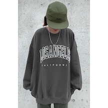 Mad Girls Füme Baskılı Oversize Kadın Sweatshirt Mg780