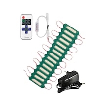 20 Adet 12 Volt 2 Watt Yeşil Cob Led Modül 12a Tek Renk Rf Dimmer 2a Priz Tipi Adaptör Set