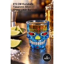 5 Adet Cam Kurukafa Shot Bardak 6 5 Cm Kurukafa Tasarımlı Shot Glass Likör Bardağı