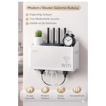 Wifi Modem Saklama Kutusu Plastik Malzeme İle 15x25x6 Cm Boyutlarında Şık Duvar Tipi Beyaz