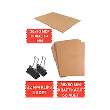 35x50 Duralit 35x50 Kraft Kağıt 50 Adet Ve 2 Adet Klips Çizim Seti