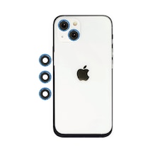 Apple iPhone Uyumlu 14 Shine Kamera Lens - Mavi Metalik