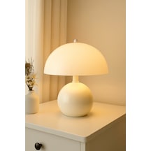 Modern Tasarım Abajur Krem Mantar Masa Lambası Metal Şapka Metal