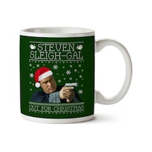 Steven Sleigh Gal Seagal Christmas Knit İki Tarafı Baskılı Kupa Bardak Çok Renkli