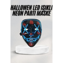 Mey İthalat Led Işıklı Neon Maske Cadılar Bayramı Maskesi Korkunç Korku Maskesi