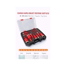 Senbang Elmas Kaplı Delici Seti 12 Li Kırmızı Özel Kutulu 6 35 Mm Cam Seramik Mermer Fayans Delme Uçları