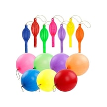 Büyük Boy 100'lü Renkli Zıpzıp Balon Seti, Lastikli Punch Panç İle Eğlenceli Oyun 2 Yaş Mavi