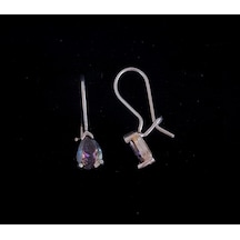 Damla Model Mistik Topaz Taşlı Çengelli Gümüş Çocuk Küpesi