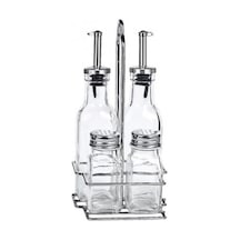 Standlı Cam Yağlık Sirkelik Tuzluk Karabiberlik Seti-200 Ml