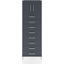 Hyperion Dolap Tek Raflı 8 Çekmeceli 2 Kapaklı 60x44x182 Antr... Antrasit