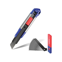 Workpro Wp212022 18mm Ağır Hizmet Alüminyum Kasa Maket Bıçağı + 10 Adet Yedek Bıçak