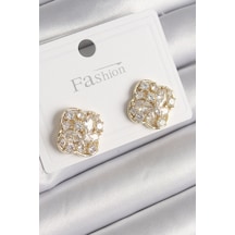 Pirinç Gold Renk Zirkon Taşlı Yonca Model Kadın Küpe 5886 Belirtilmemiş 25372925