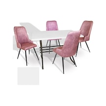 Japon - Çırağan Masa Takımı - 80x140 Werzalit, Wermodin Ve Allzalit Tabla - Beyaz - Pembe Çok Renkli