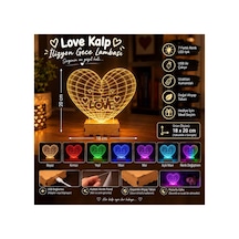 Şeffaf İlizyon Led Gece Lambası Love Kalp Görseli 18x20 Cm