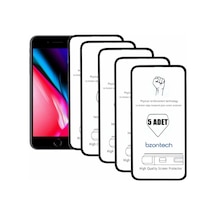 Bzontech Apple Uyumlu iPhone 7 Plus Siyah İle Ekran Koruyucu Tam Kaplayan 5li Set