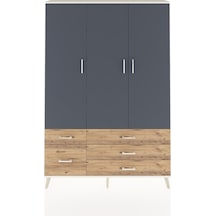 Arges Dolap 5 Raflı 5 Çekmeceli Tek Askılı 132x30x195 Aytaşı-antrasit/çam Antrasıt/atlas Çam