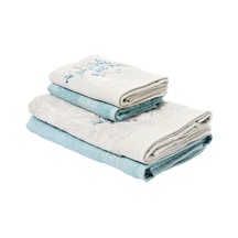 Mimosa Çiçekli%60 Pamuk%40 Viskoz Hamam Seti, Taş-nil Mavisi, 2 Adet 70x150 Cm, 2 Adet 50x90 Cm Çok Renkli