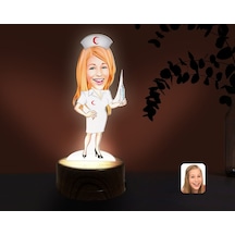 Kişiye Özel Hemşire Karikatürlü Dekoratif 3D Biblo Led Işıklı Gec(481494852) Çok Renkli