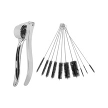 10 Adet Temizleme Fırçası + 1 Adet Sarımsak Presi Zencefil Ezici Ezici Seti Ev Mutfak Aksesuarı Siyah