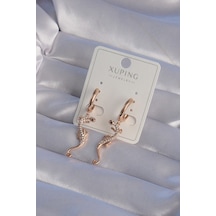 Ezoconcept Xuping Rose Renk Zirkon Taşlı Kertenkele Model Halka Küpe