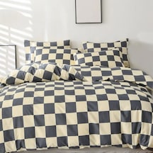 Çift Kişilik Nevresim Takımı 200x220cm 4 Yastık Kılıfı Lastikli Çarşaflı 180x200+25 Siyah - Gri