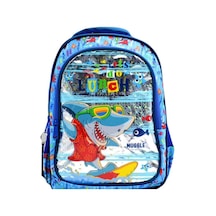 Muggle Okul Çantası Cute Shark Mavi Mu-0044 Çok Renkli