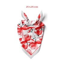 Enerjik Kırmızı Çiçek Desen 70 70cm Bandana/fular Çok Renkli